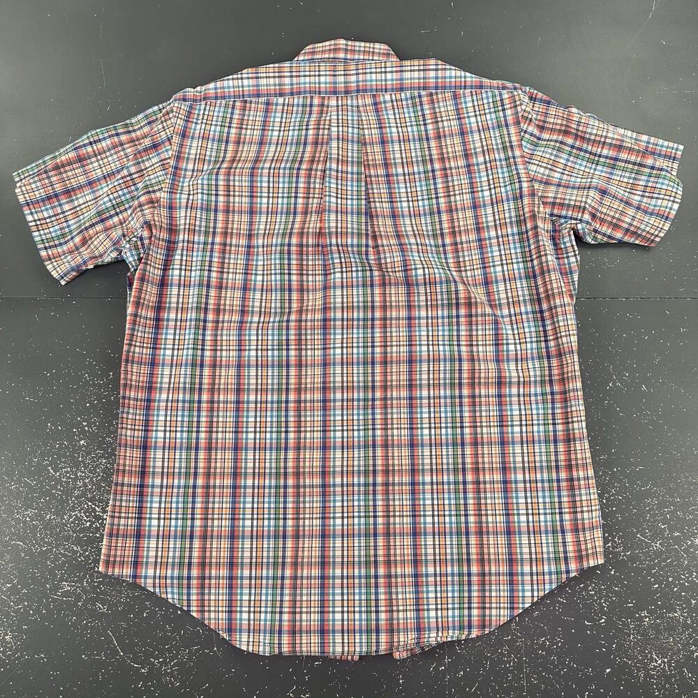 Ralph Lauren Dress Shirt Mens Large Micro Check Teal Black Orange Short Sleeve - Picture 6 of 6